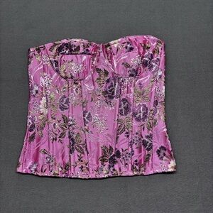 Pretty Little Things Pink Floral Size 2 Zip Up Corset